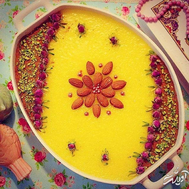 تزیین شله زرد با گل محمدی طرز تهیه شله زرد